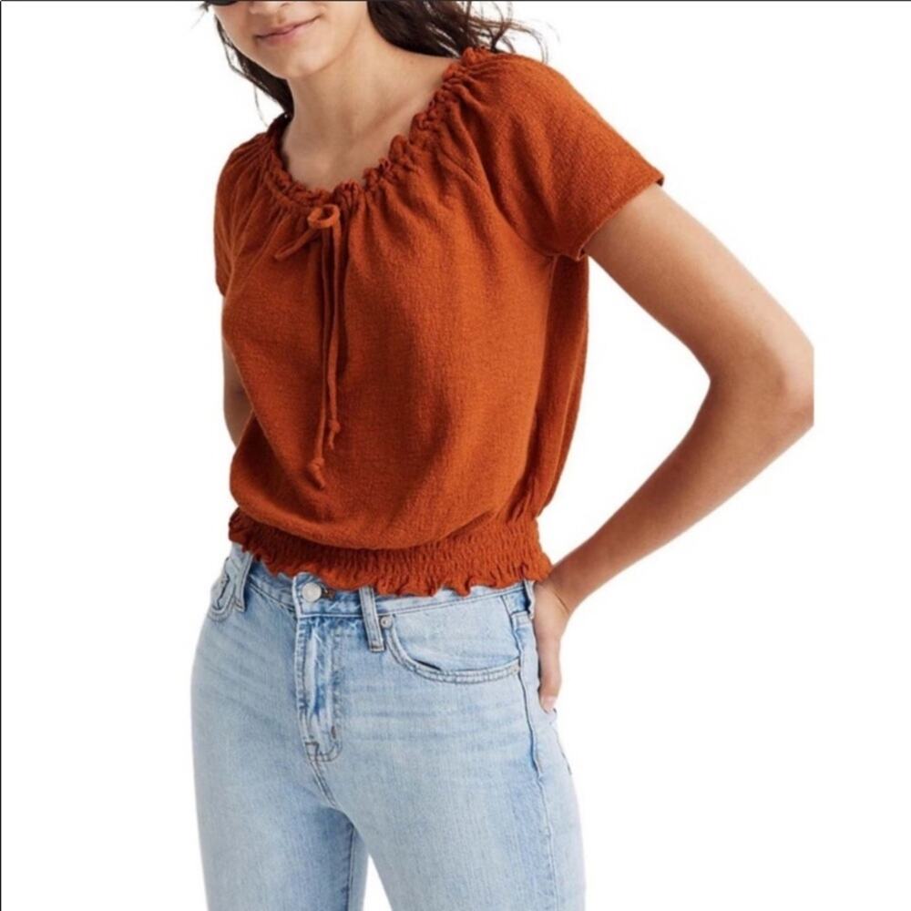 Madewell Texture & Thread Drawstring Cream Top - Picture 9 of 10